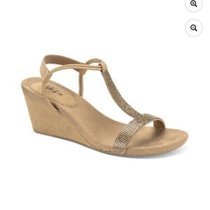 Style & Co. Mulan Gold Wedges with Sparkling Strap